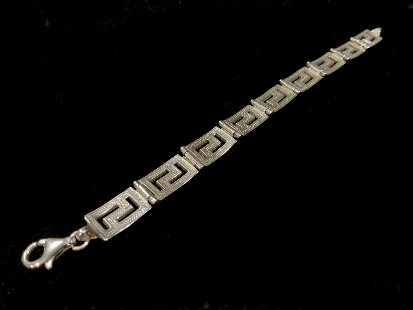 925 Sterling Silver 10mm Greek Key Meander Bracelet 18cm
