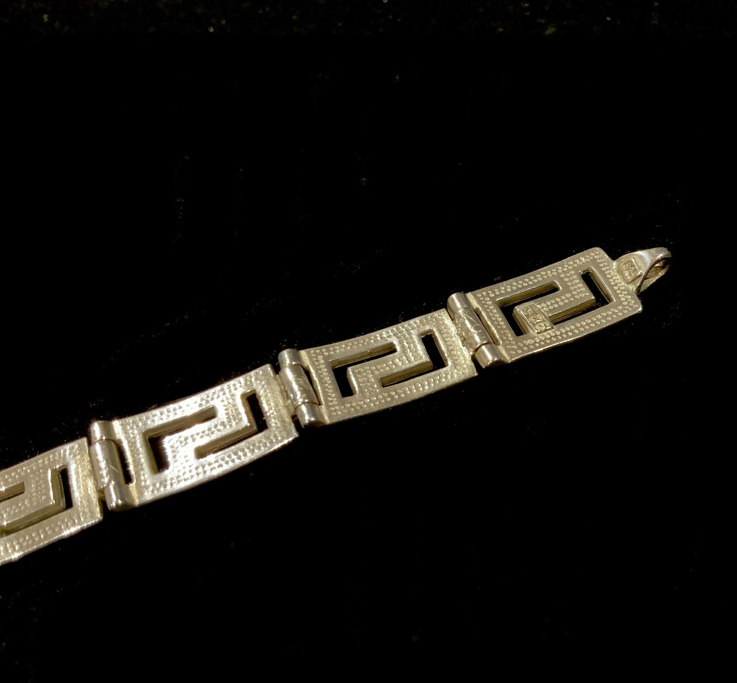 925 Sterling Silver 10mm Greek Key Meander Bracelet 18cm