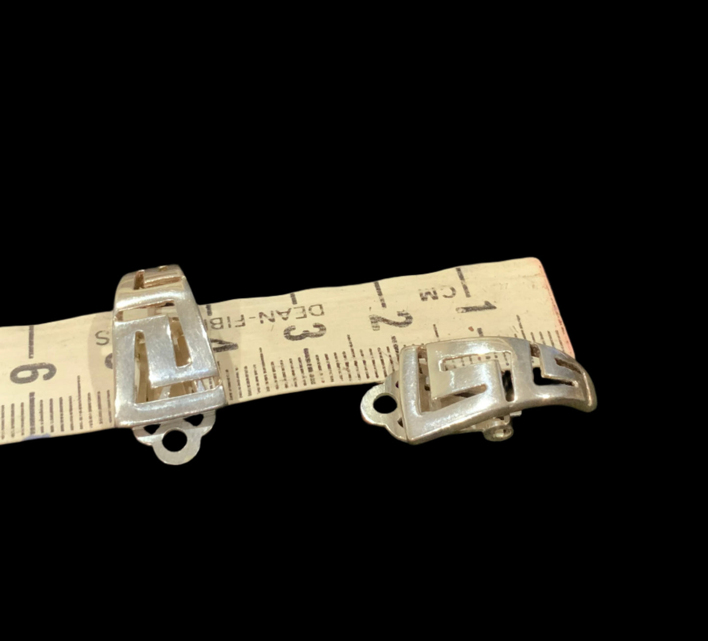 Greek Key Meander Clip On Earrings 925 Sterling Silver