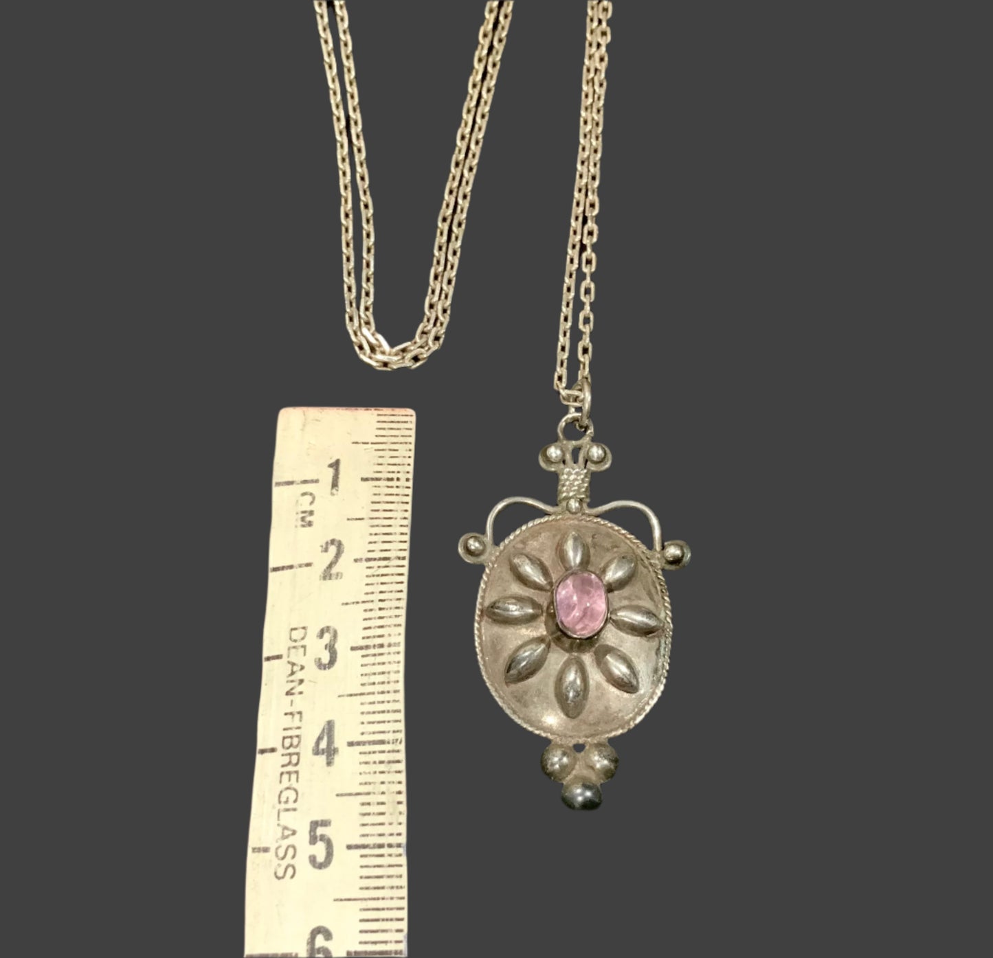 925 Sterling Silver Amethyst Arts & Crafts Beetle Pendant Chain Necklace