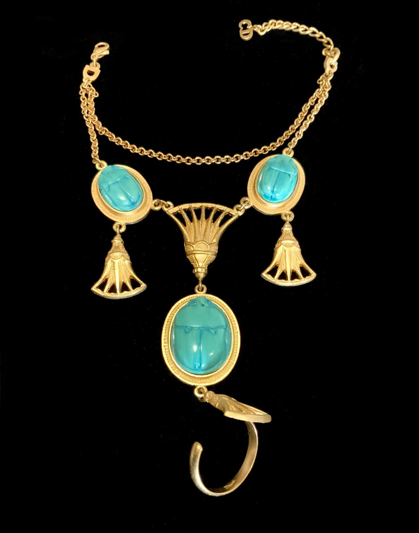 Christian Dior Gold & Turquoise Scarab Necklace & Bracelet Set John Galliano
