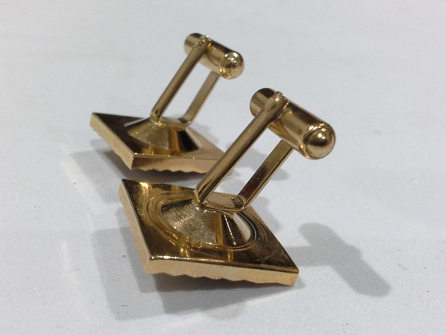 BLACK RIVOLI CRYSTAL GOLD TONE STARBURST SUNBURST MOD CUFFLINKS