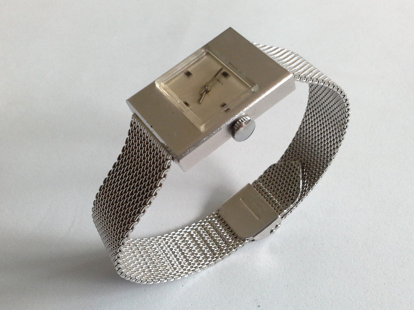 Vintage Mod Timex Silver Stainless Steel Watch Mid Century