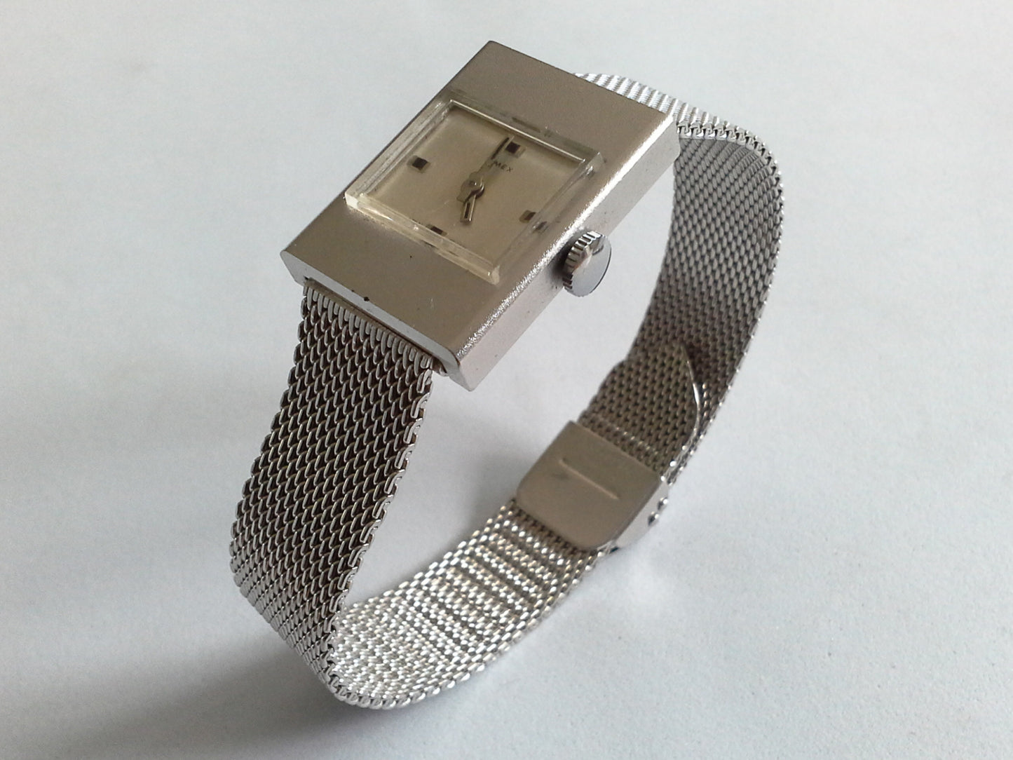 Vintage Mod Timex Silver Stainless Steel Watch Mid Century