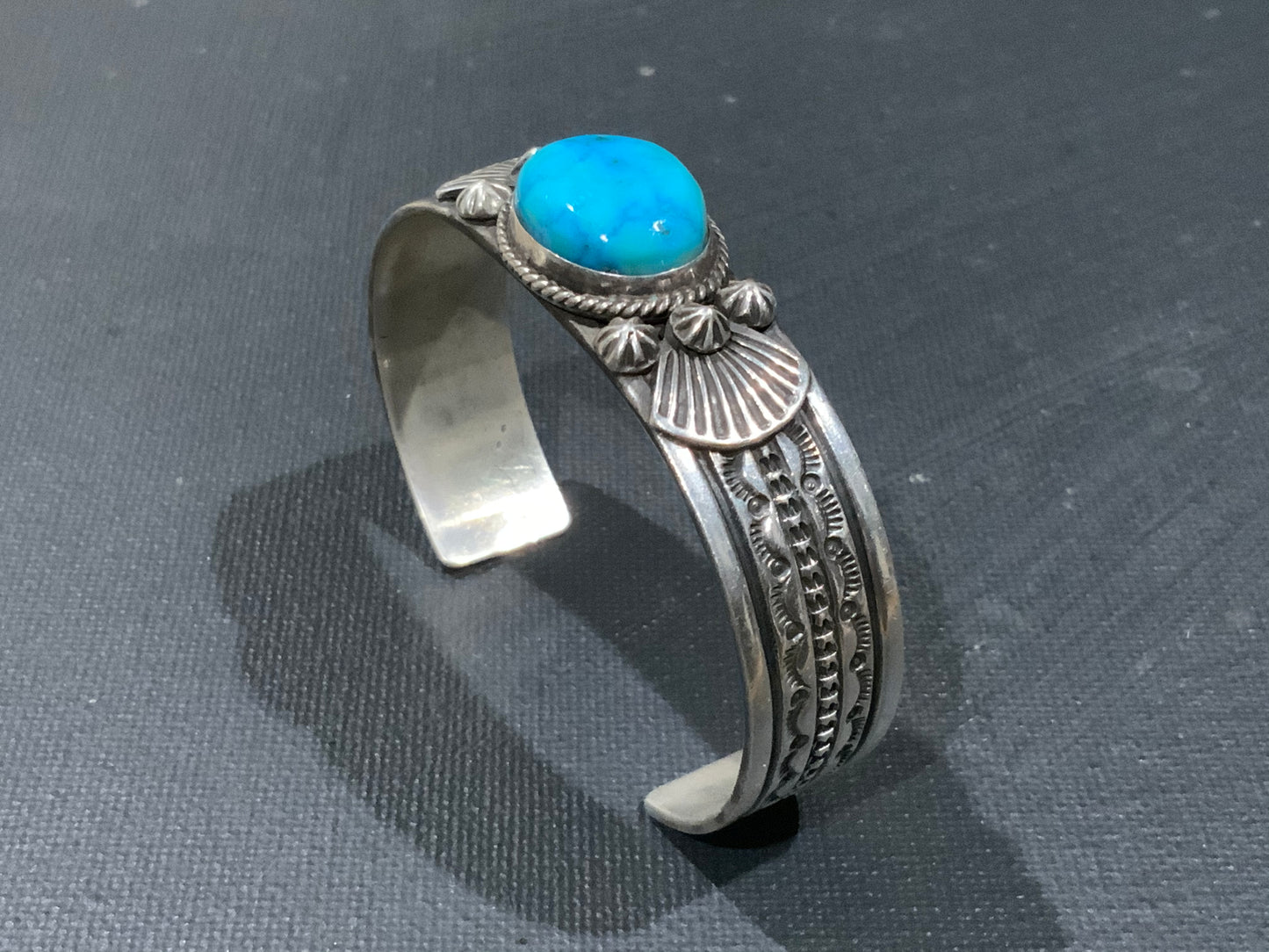 Guy HOSKIE Turquoise & Sterling Silver 925 Cuff Bracelet Armband Navajo Tribal
