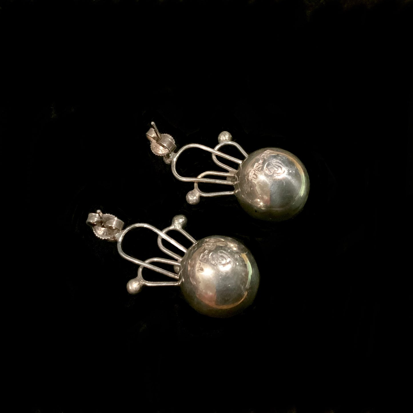 Sucesores De William Spratling Sterling Silver Ball Earrings Mexico TS-24 WS