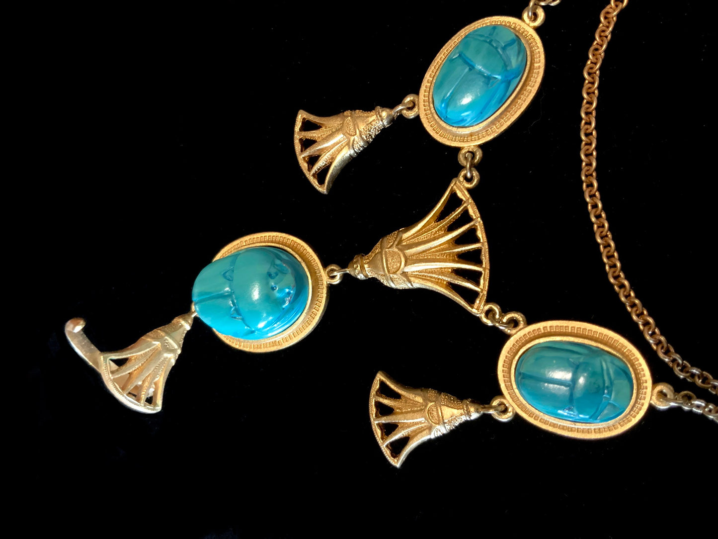 Christian Dior Gold & Turquoise Scarab Necklace & Bracelet Set John Galliano