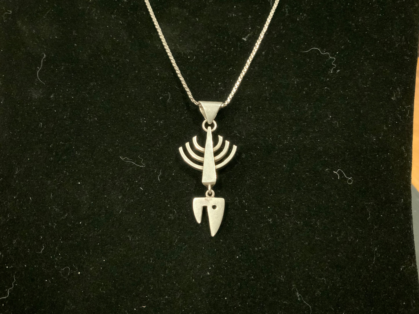 Modernist Fish Skeleton Pendant Chain Necklace Taxco Mexico 925 Sterling Silver Unisex