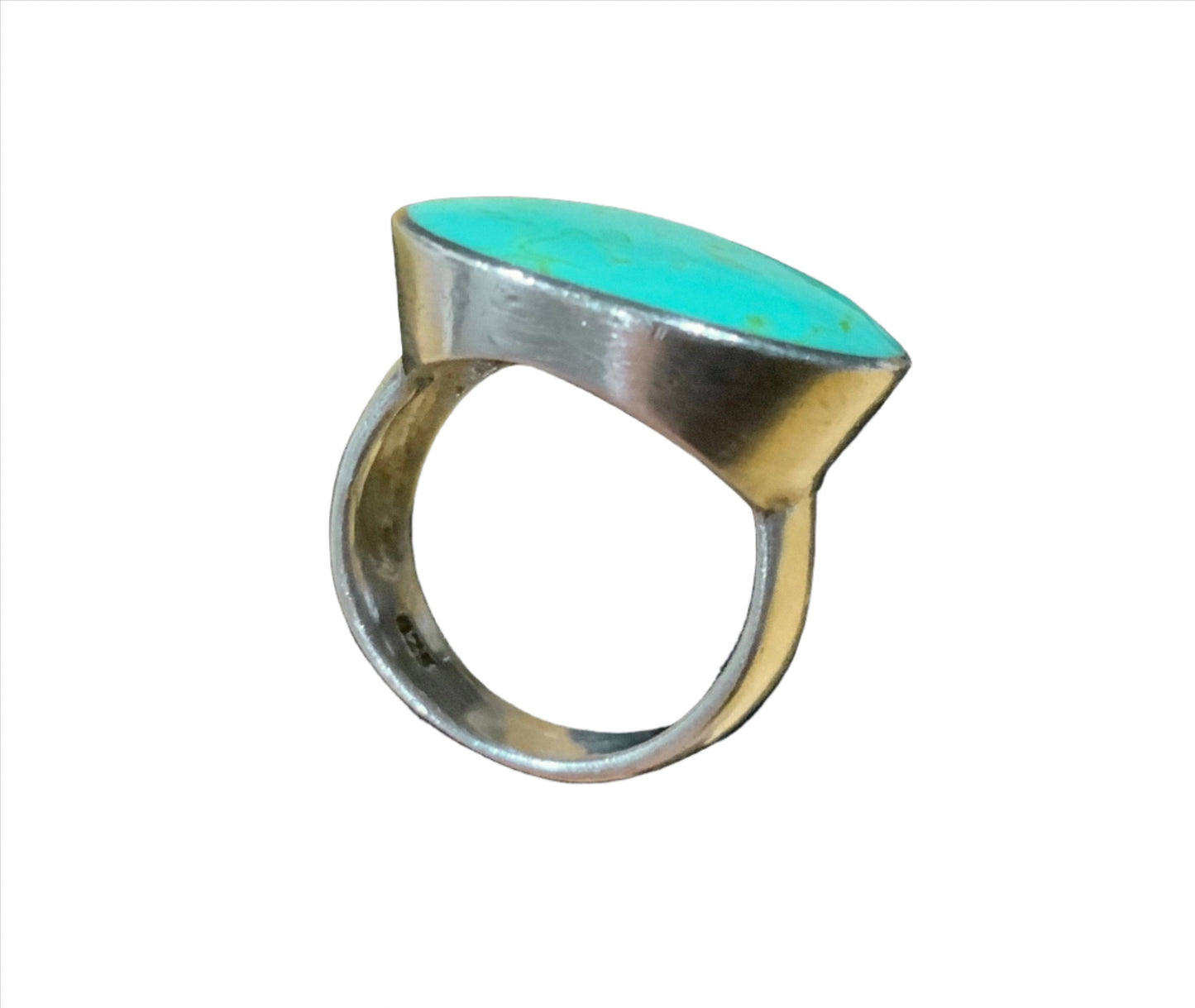 925 Sterling Silver & Turquoise Statement Ring Mexico Size 6 L 1/2