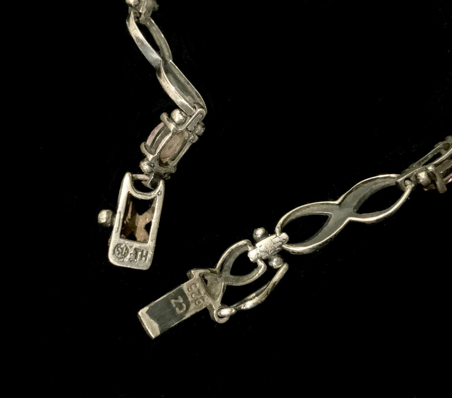 Sterling Silver 925 & Pink CZ Infinity Link Tennis Bracelet