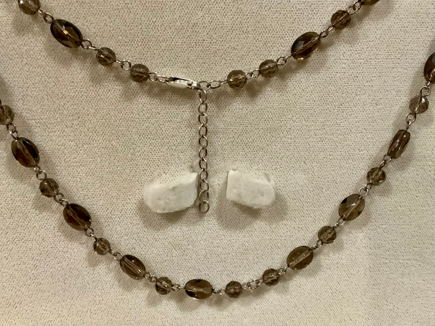Faceted Smokey Quartz Gemstone & 925 Sterling Silver Necklace 48cm