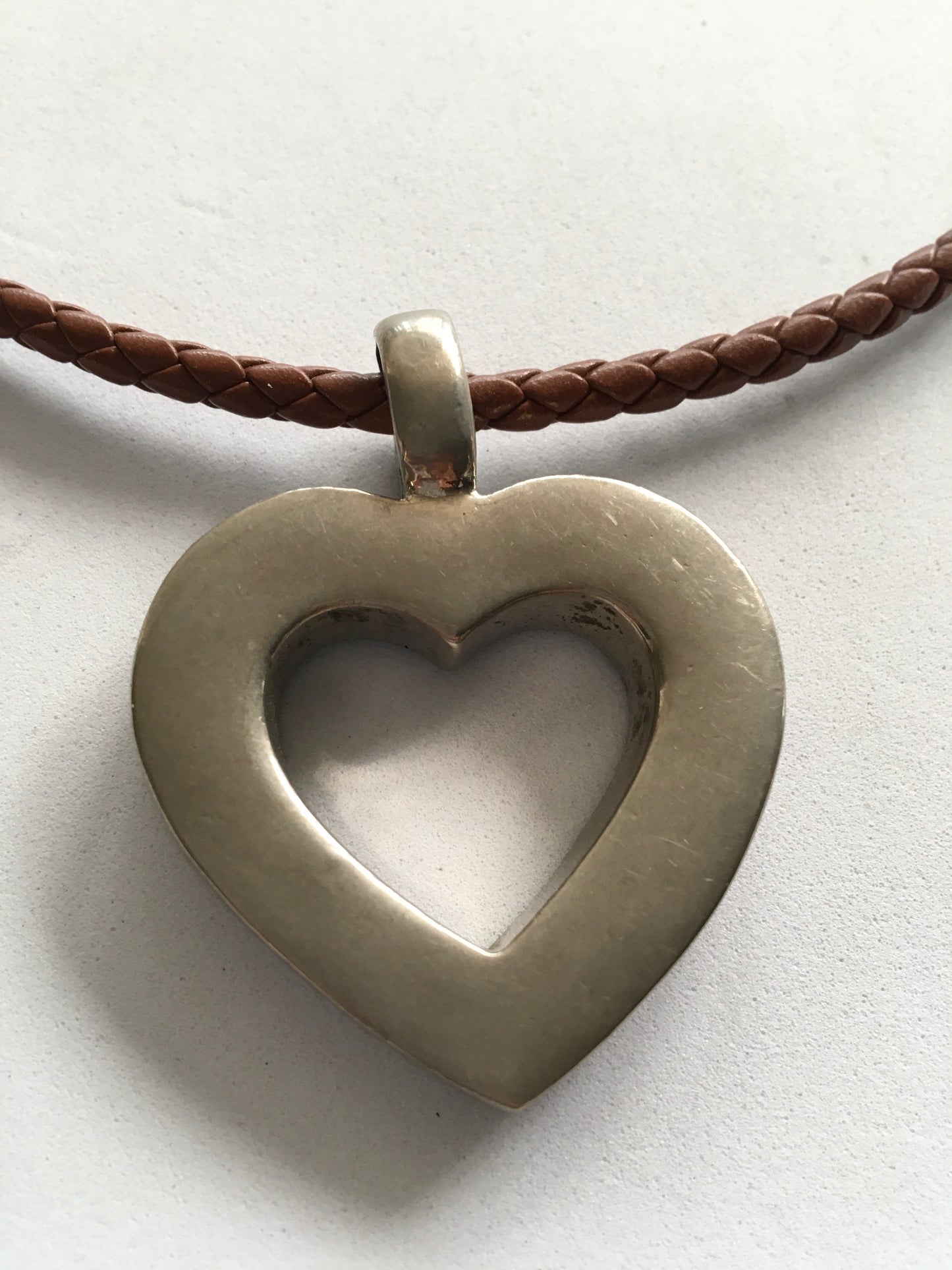 Large 925 Sterling Silver Heart Pendant Necklace Mexico