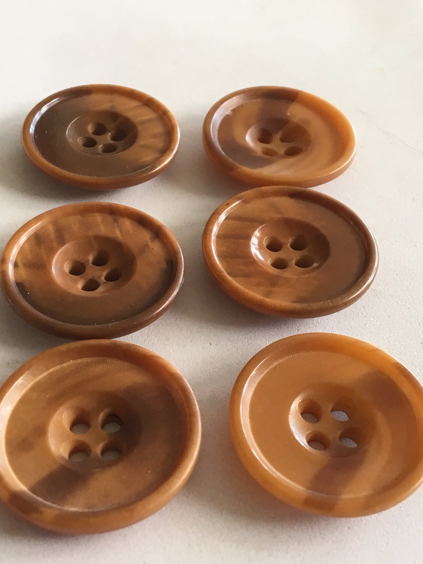 Vintage Butterscotch Plastic Large Coat Jacket Buttons x 6