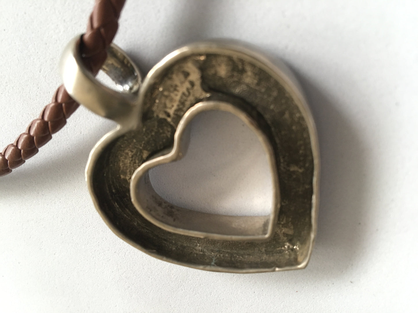 Large 925 Sterling Silver Heart Pendant Necklace Mexico