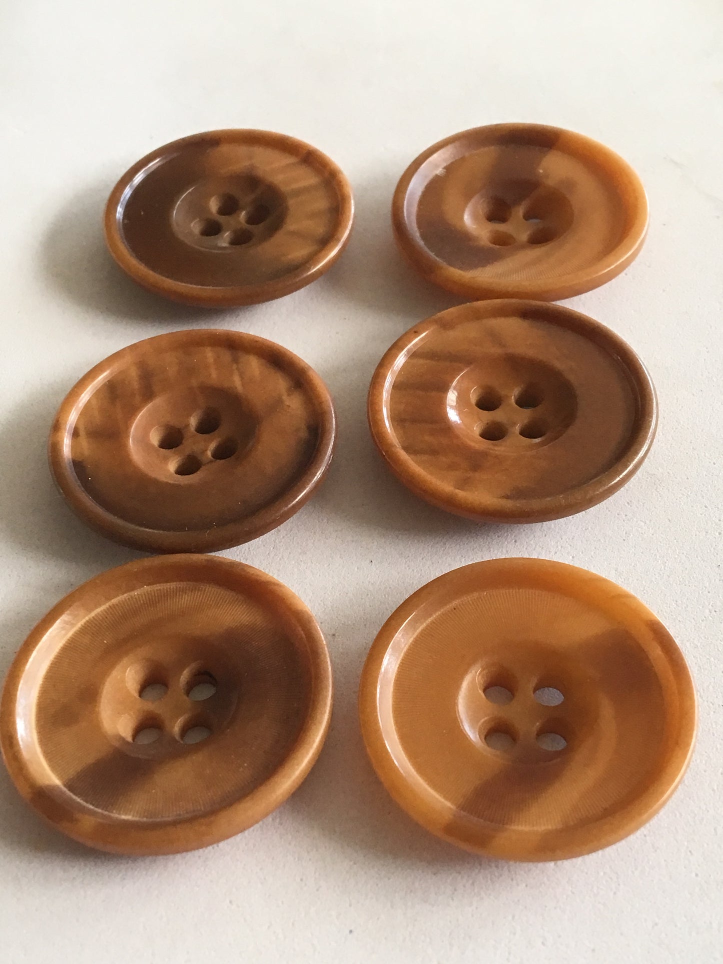 Vintage Butterscotch Plastic Large Coat Jacket Buttons x 6