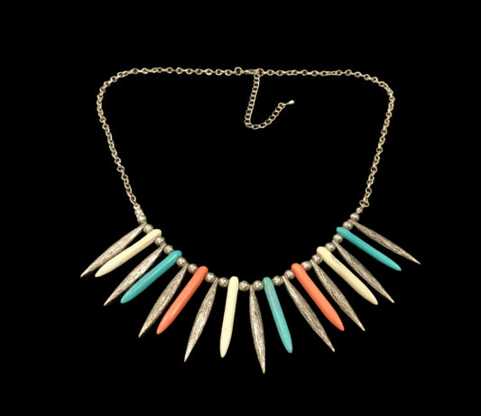 Silver Tone Southwestern Spike Necklace