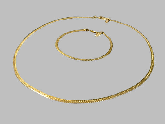American Showcase Gold Tone Chain Necklace & Bracelet Set