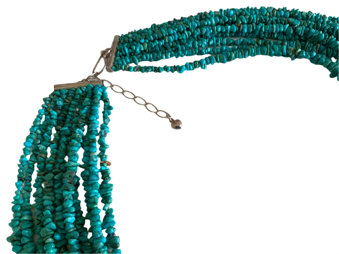 925 Sterling Silver & Turquoise 10 Strand Necklace by DRT Desert Rose Trading