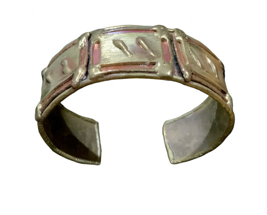 Brass & Copper Brutalist Cuff Bracelet 19cm