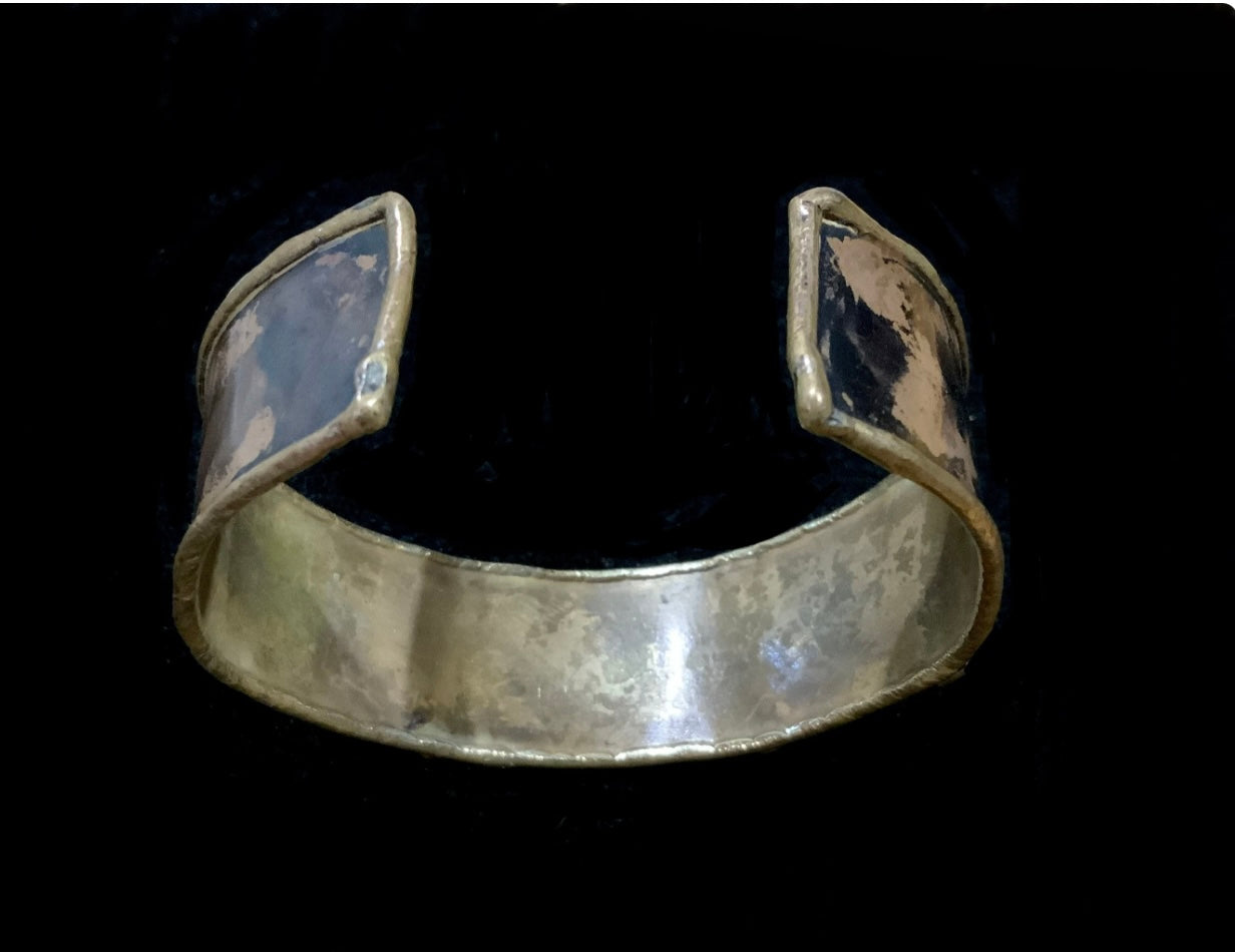 Brass & Copper Brutalist Cuff Bracelet 19cm