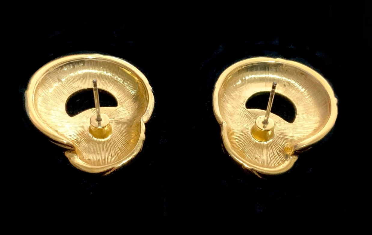 1980s Avon Gold & Enamel Knot Earrings Door Knocker