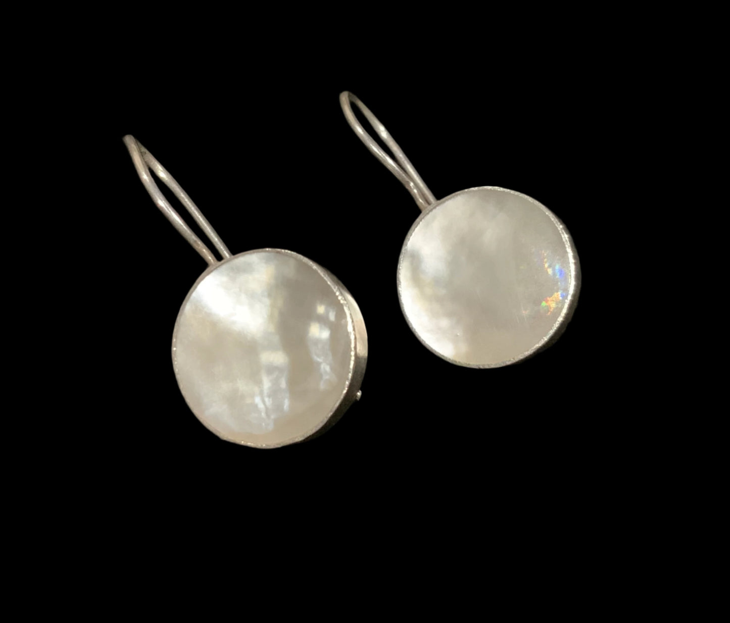 925 Sterling Silver & White MOP Shell Dangle Earrings
