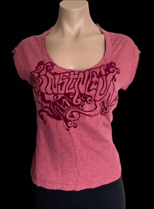 Vintage MISS Sixty T Shirt Top Dusty Pink. Printed Y2K Size M