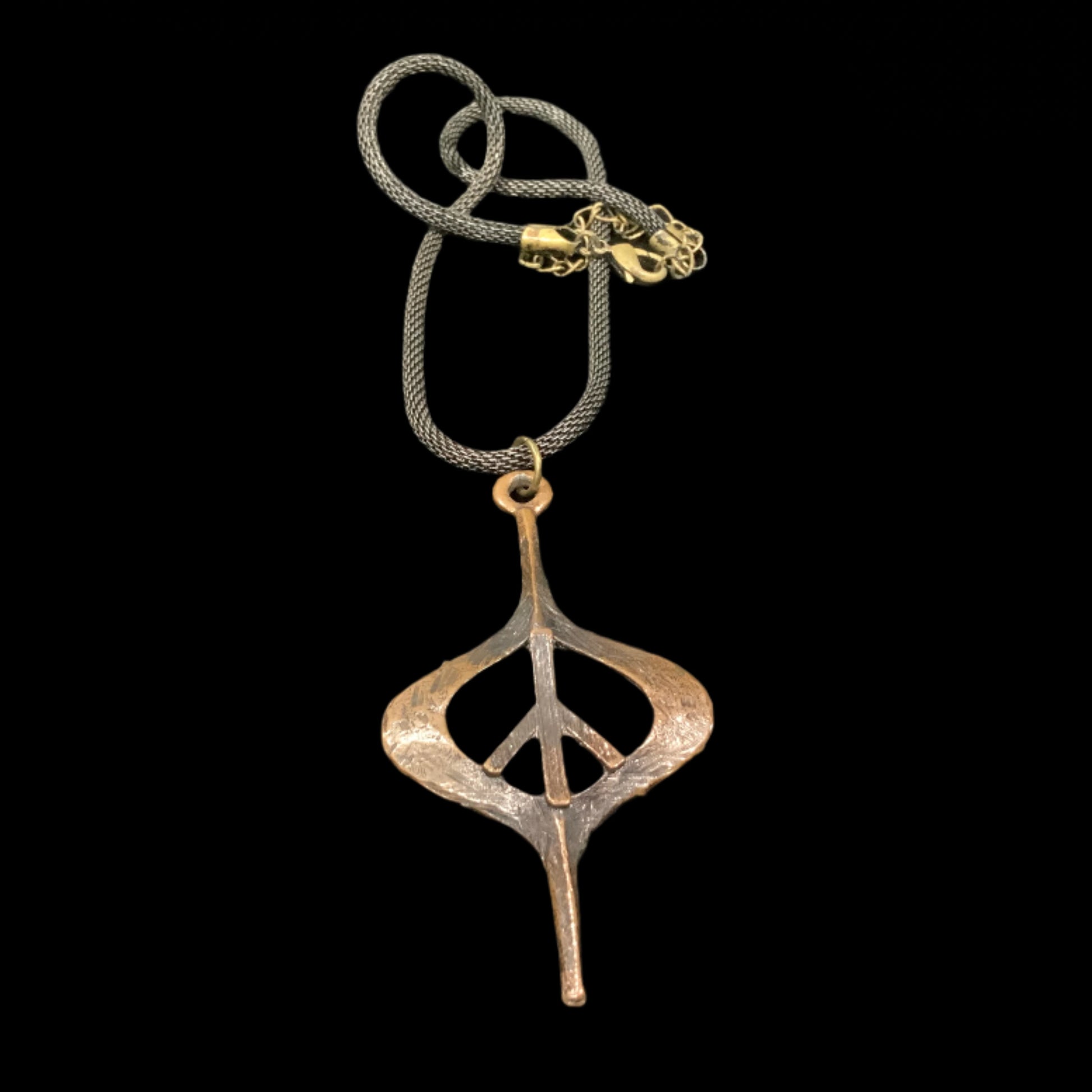Modernist peace sign pendant necklace