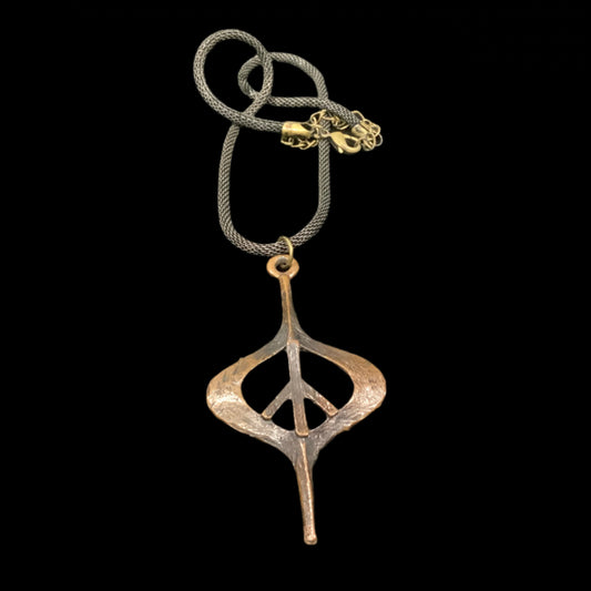 Modernist peace sign pendant necklace