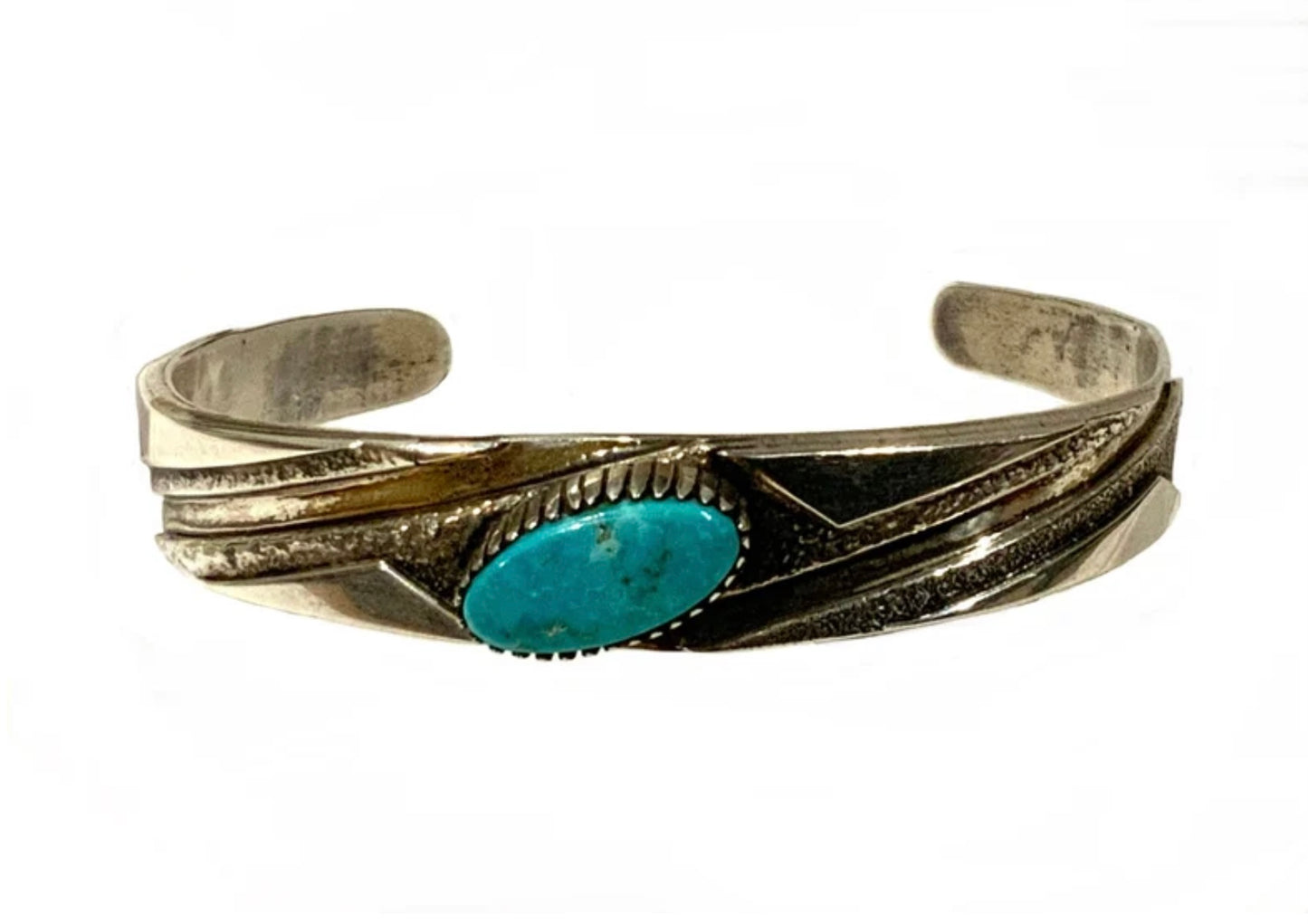 Bruce Morgan Navajo Cuff Bracelet Sterling Silver 925 & Turquoise Signed 17cm