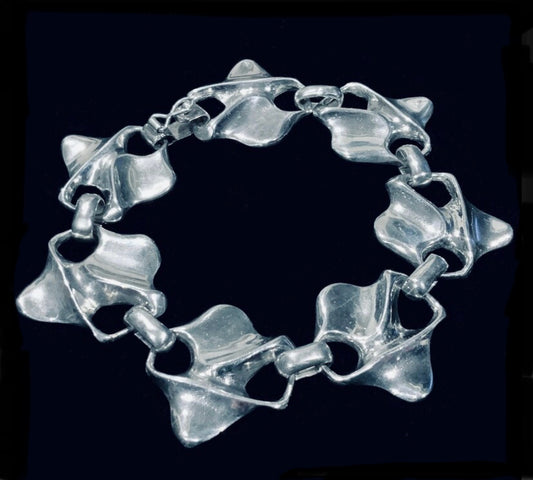 Mid Century Modernist Sterling Silver 925 Bracelet Hallmarked 21cm MCM
