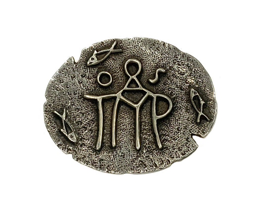 Greek Byzantine Monogram Necklace Pendant / Brooch Silver 800 E51