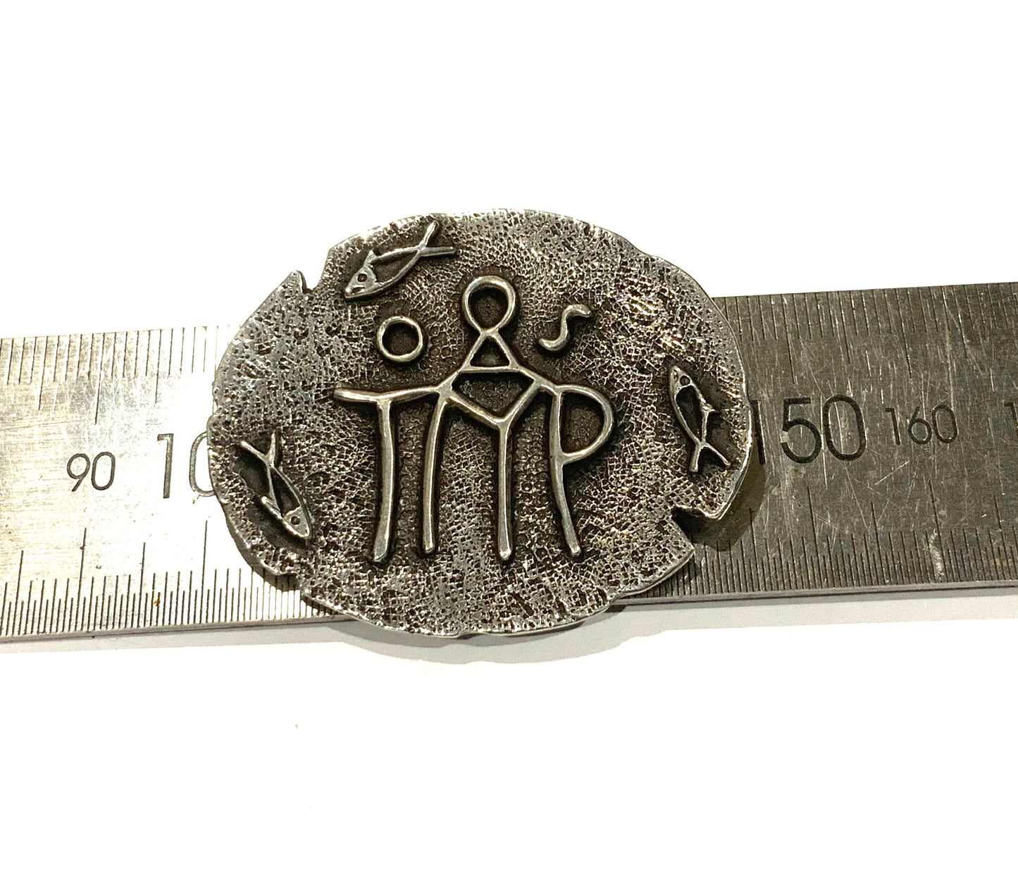 Greek Byzantine Monogram Necklace Pendant / Brooch Silver 800 E51