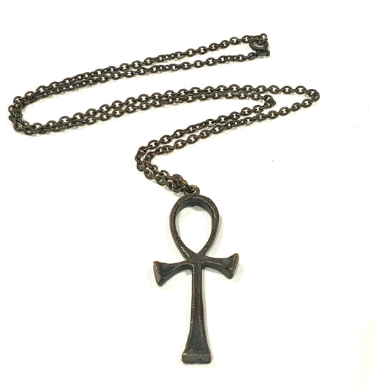 Brutalist Copper Ankh Pendant Necklace 60cm