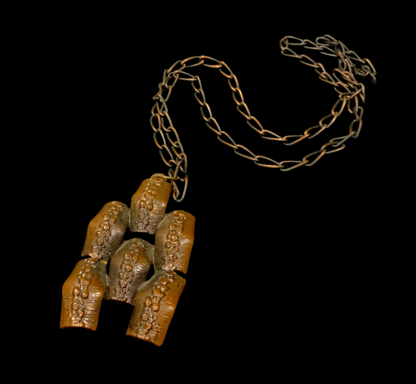 Bronzed Copper Brutalist Pendant Chain Necklace