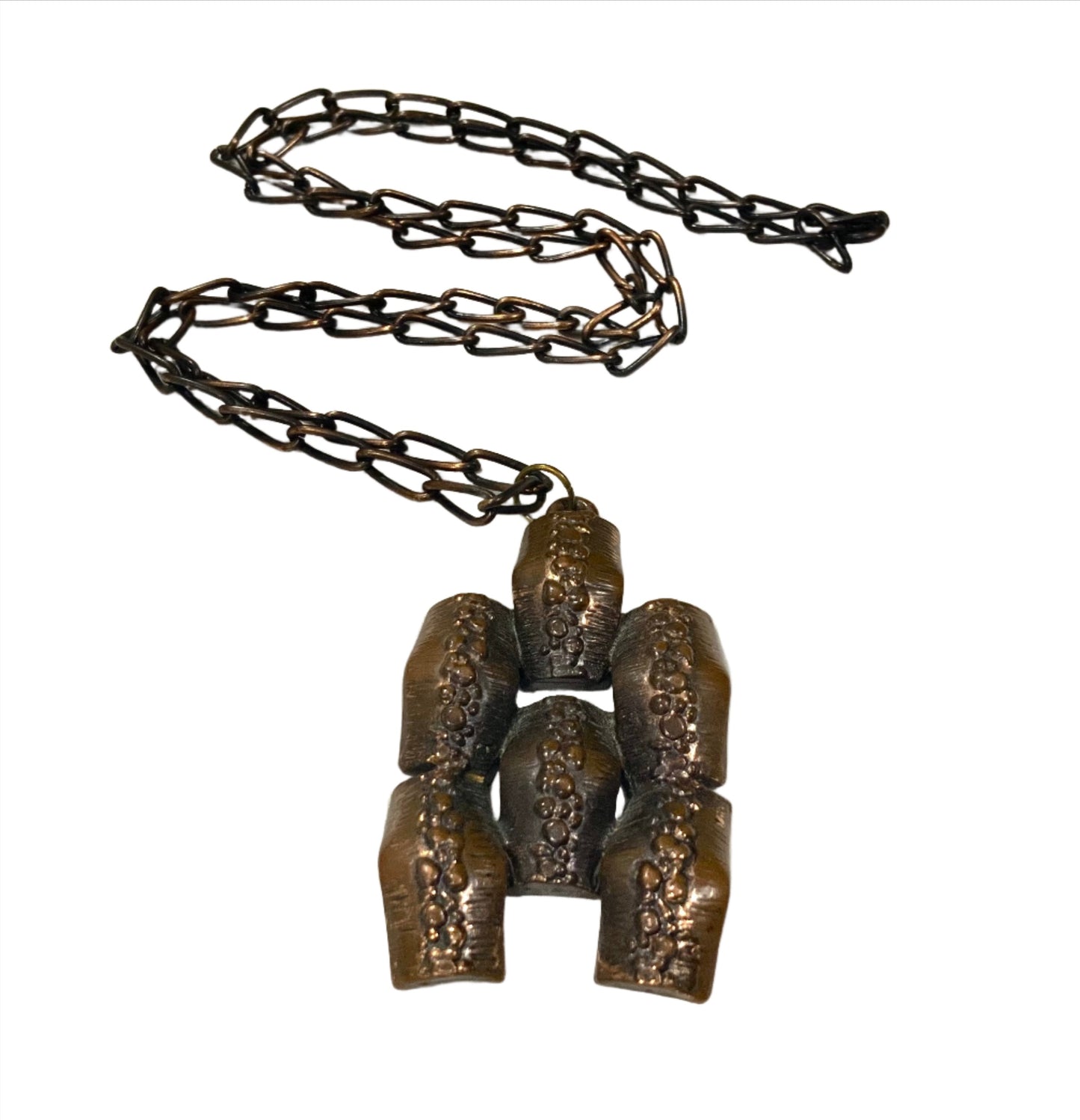 Bronzed Copper Brutalist Pendant Chain Necklace