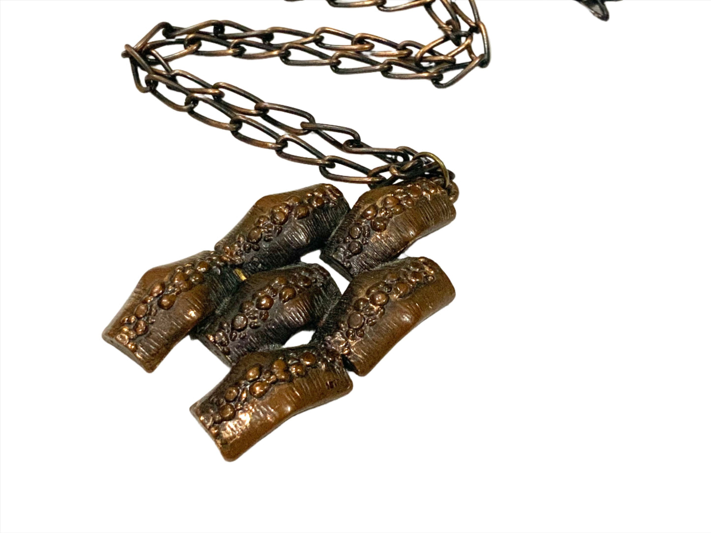 Bronzed Copper Brutalist Pendant Chain Necklace