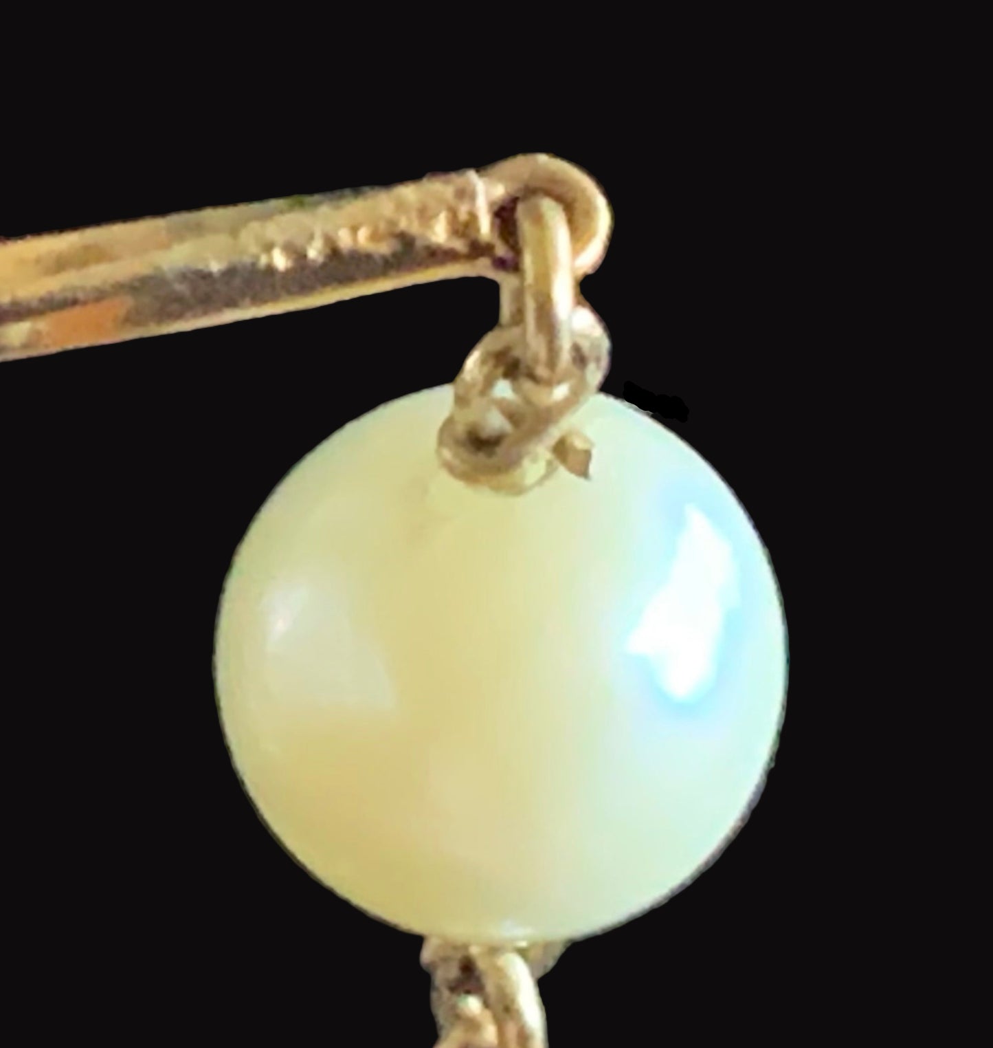 Antique Cultured White Pearl Continental Gold Twisted Bar Link Bracelet 18.5cm