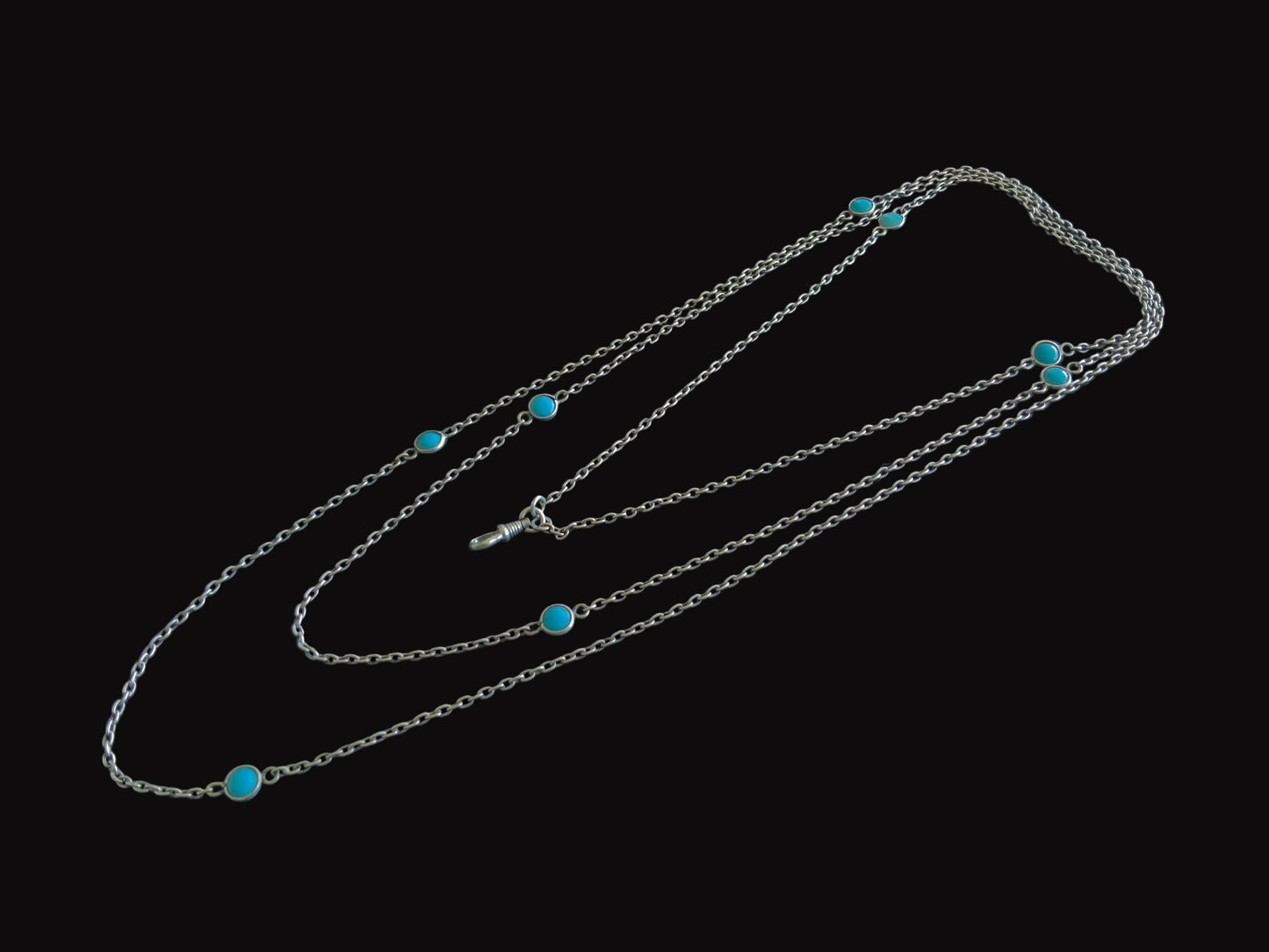 Antique 1876 T&Co Victorian North Star Locket Pendant Sterling Silver 925 Turquoise Longuard Necklace