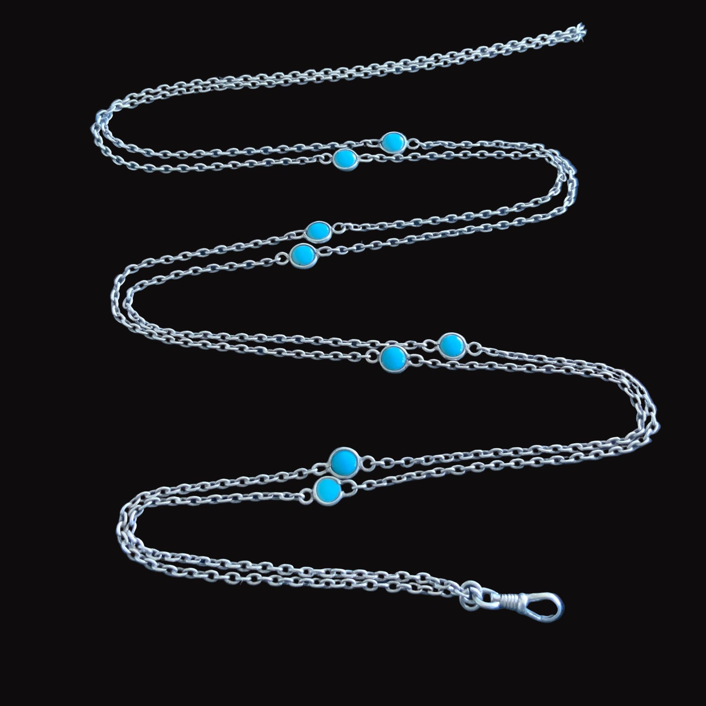 Antique 1876 T&Co Victorian North Star Locket Pendant Sterling Silver 925 Turquoise Longuard Necklace