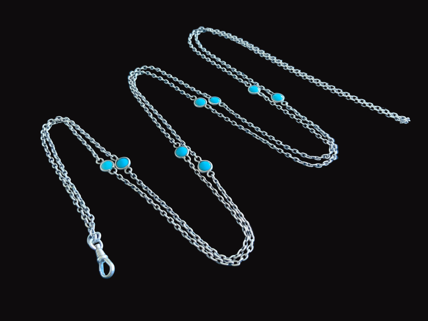 Antique 1876 T&Co Victorian North Star Locket Pendant Sterling Silver 925 Turquoise Longuard Necklace