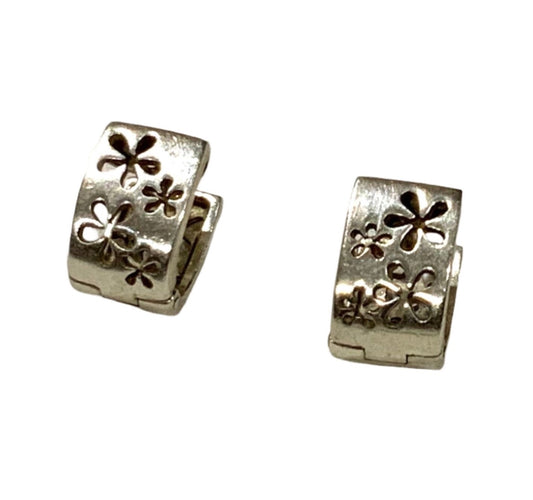 925 Sterling Silver Modernist Daisy Huggie Earrings