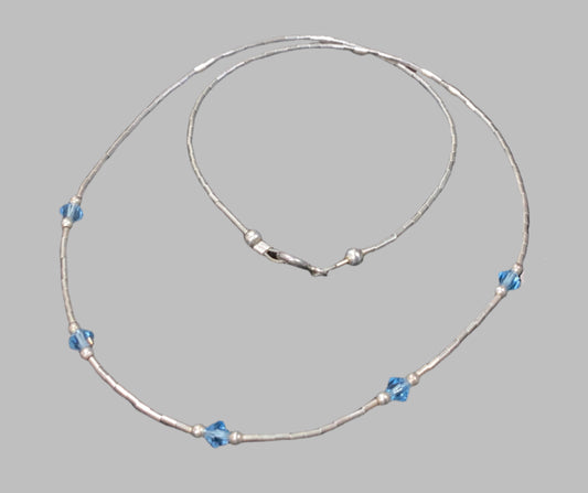Liquid Silver Bead Necklace 925 Sterling Silver 42cm