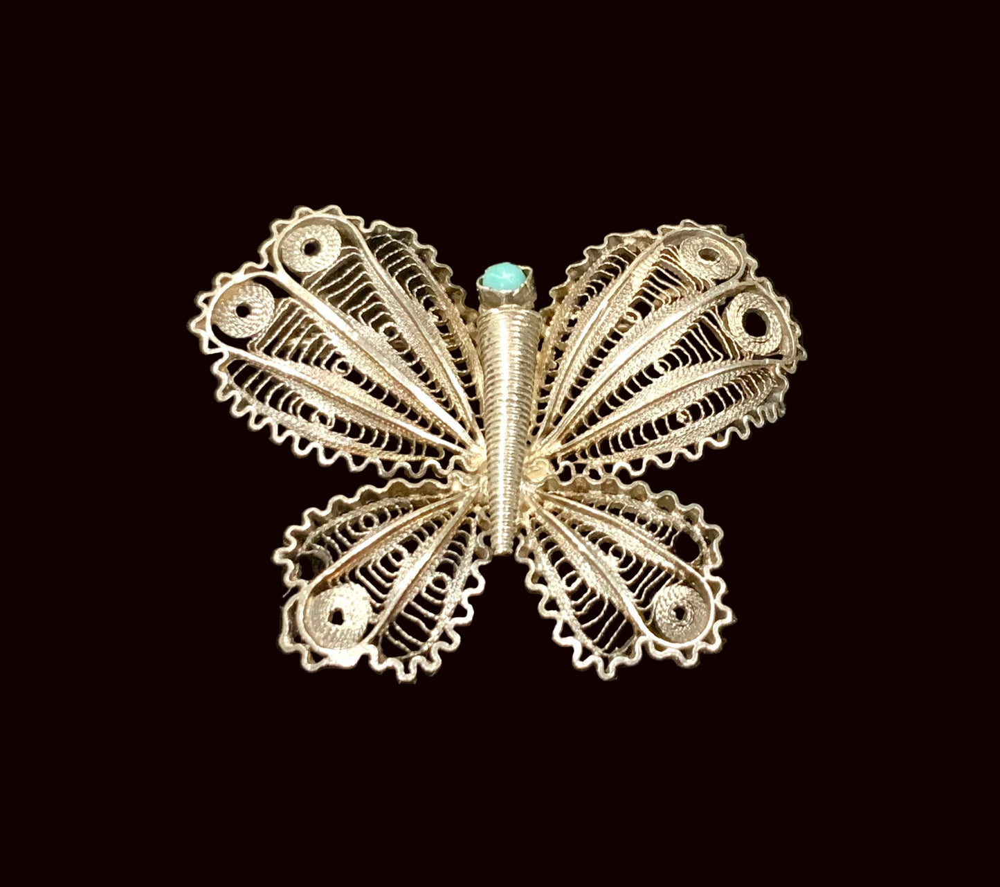 950 Sterling Silver filigree butterfly brooch