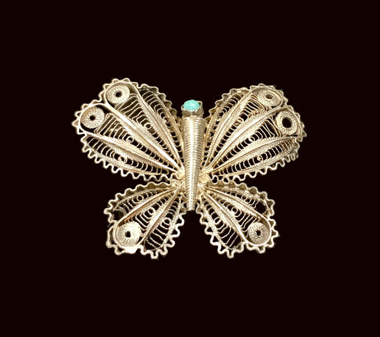 950 Sterling Silver filigree butterfly brooch