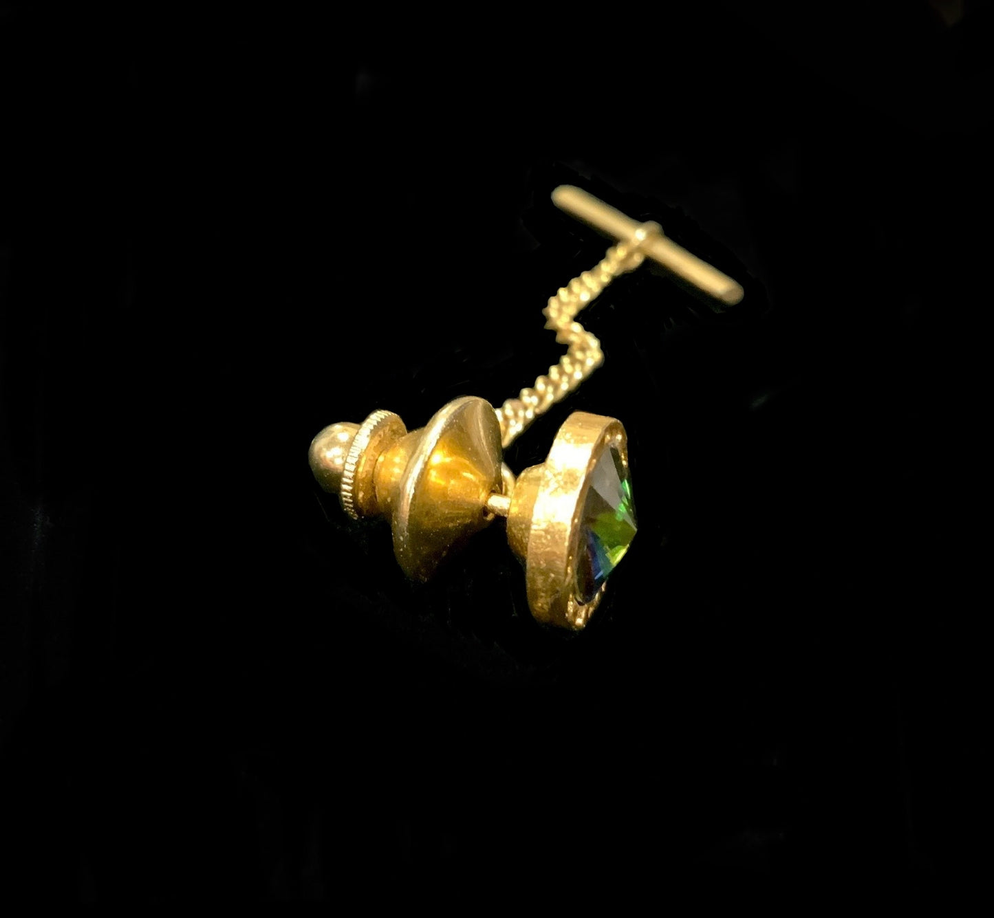 Retro Gold Tone Watermelon Rivoli Tie Tack Pin