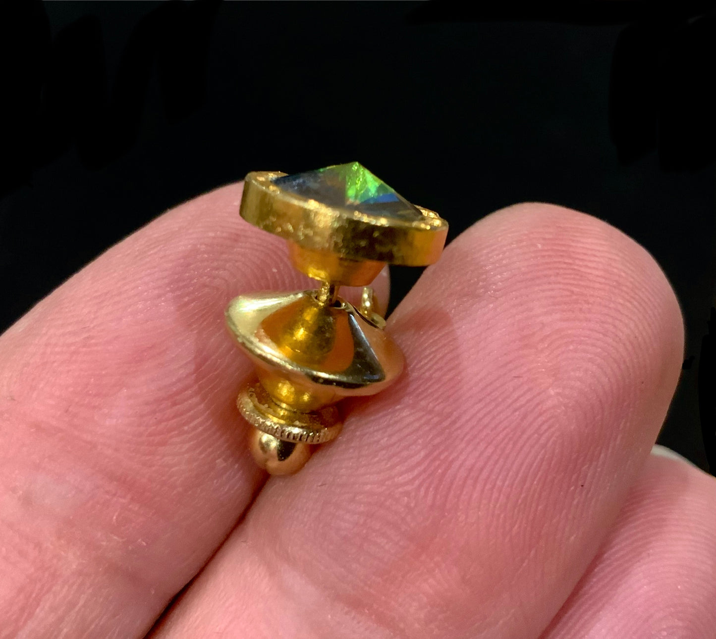 Retro Gold Tone Watermelon Rivoli Tie Tack Pin