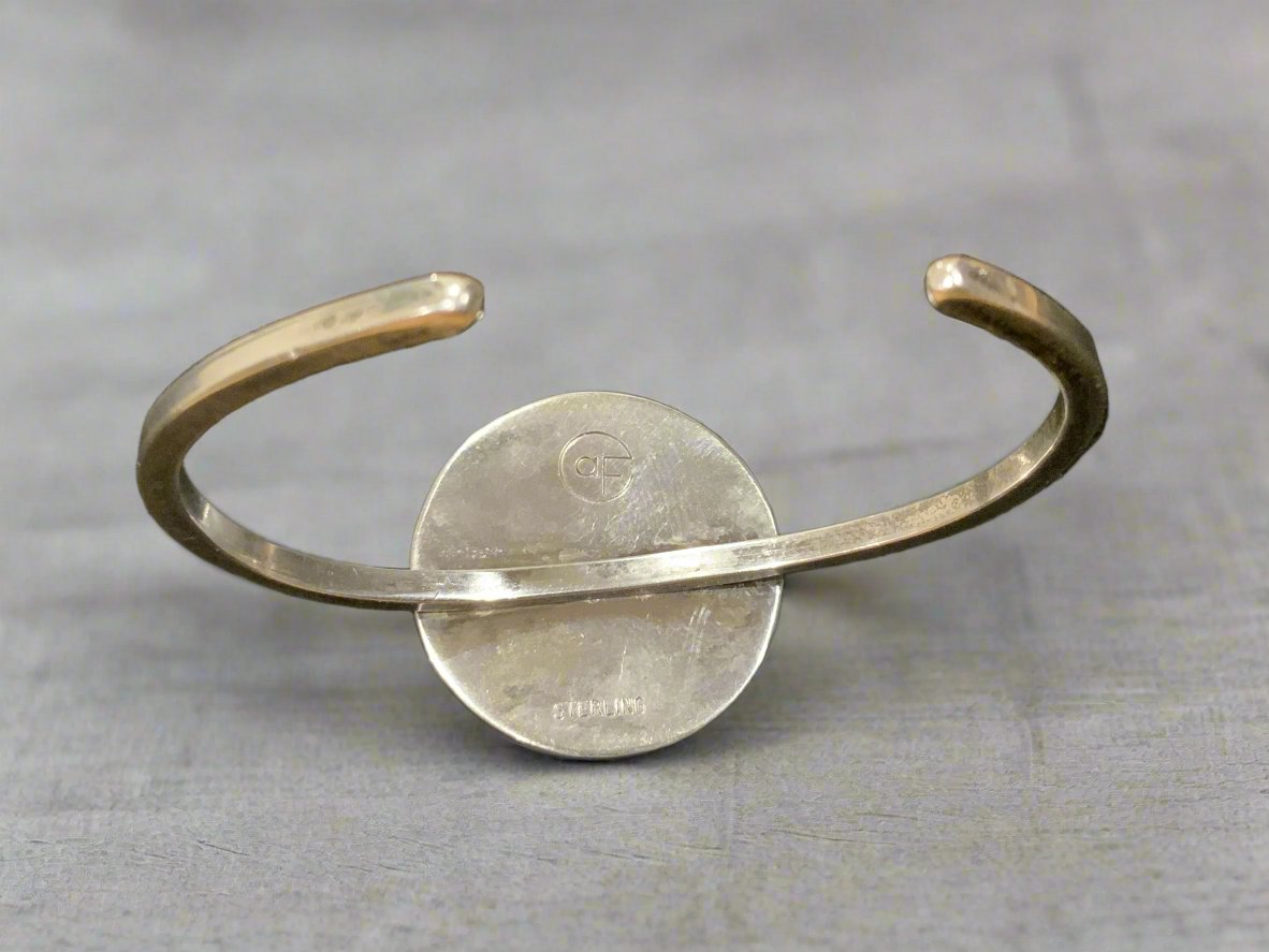 925 Sterling Silver Compass Cuff Bracelet Signed CAF