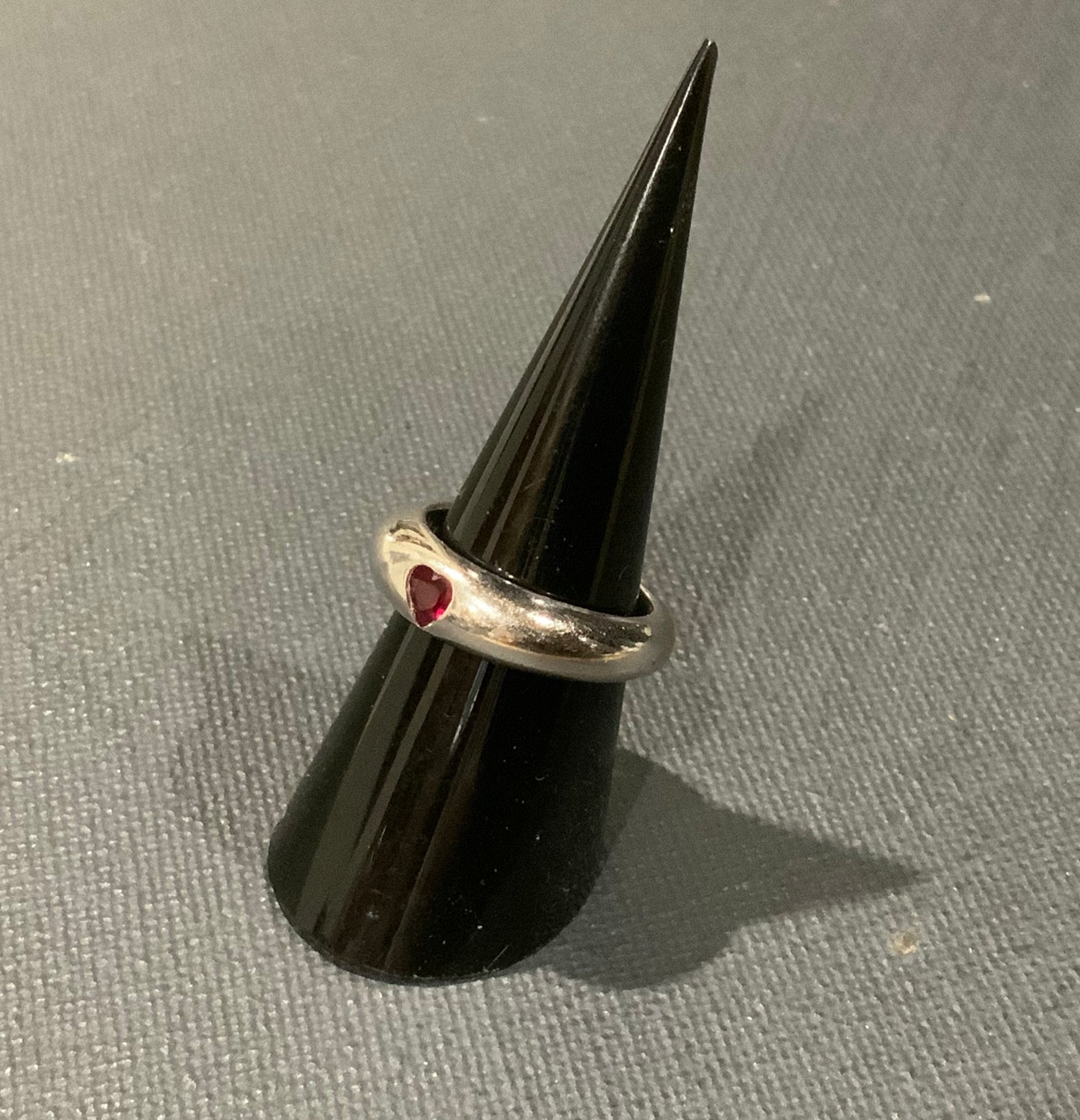 Rounded Modernist Sterling Silver Red Topaz Heart Ring Size M