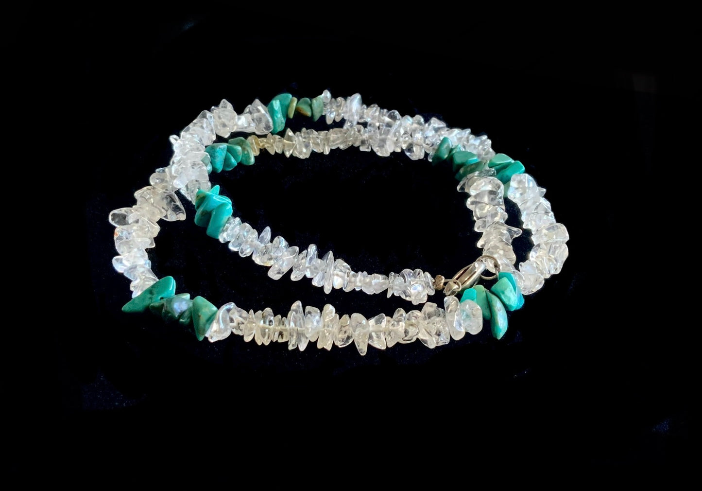 Rock Crystal & Turquoise Tumble Stone Bead Necklace